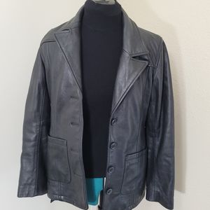 Express Leather Vintage 90s Jacket Black Belted S